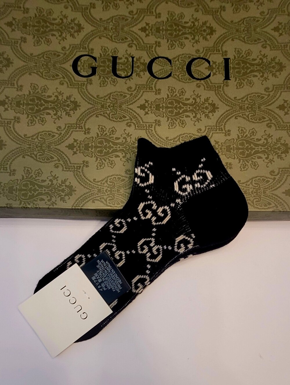 🇮🇹Gucci Black & White GG🧦 Ankle Sock✨️ - Picture 1 of 7